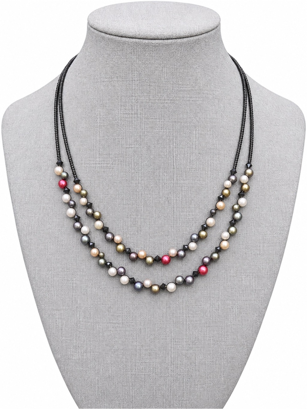 Lia Sophia Multi-Color Tahitian Fresh Water Pearl Layered Necklace. EUC
